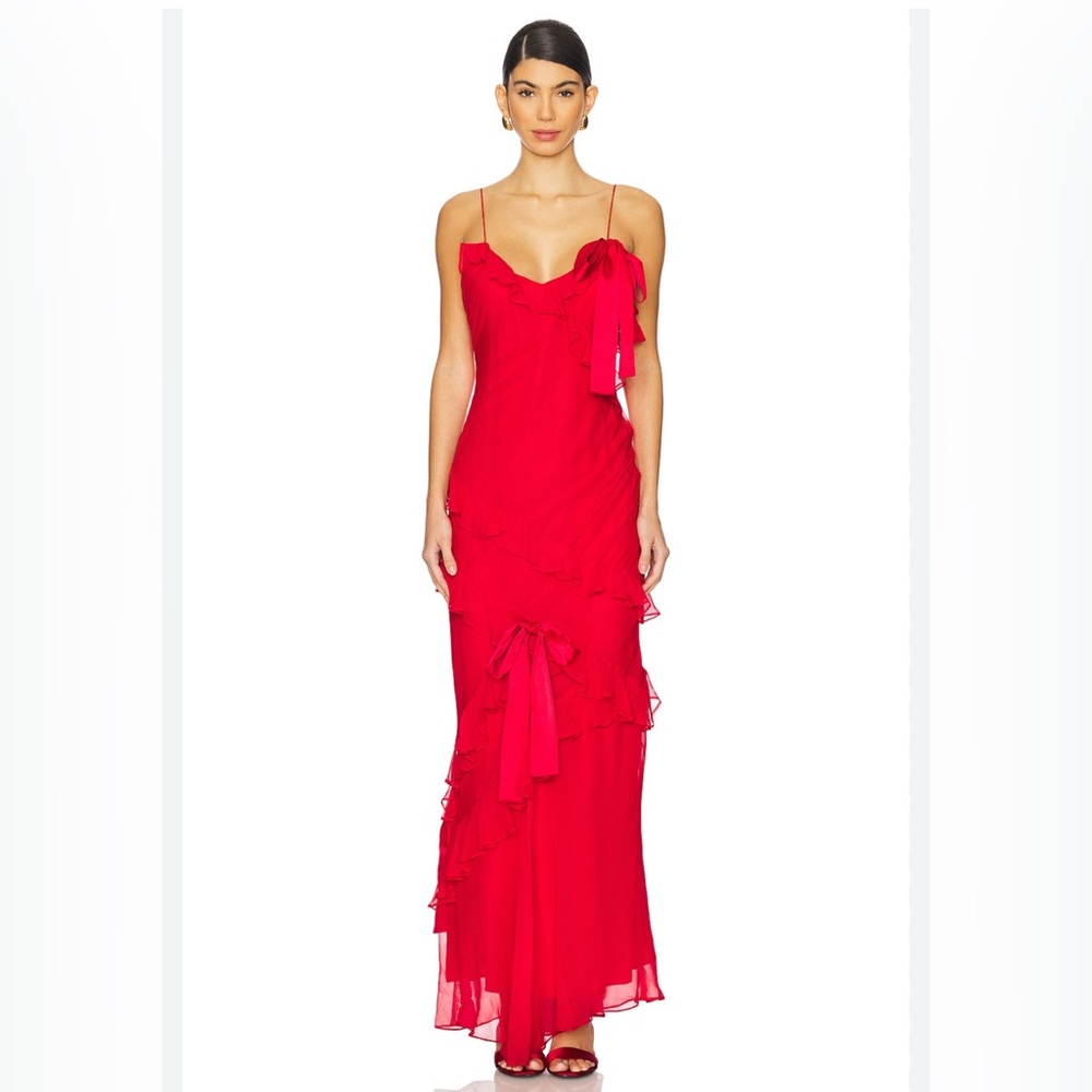 LoveShackFancy Red Ruffle Dress - Picture 3 of 13